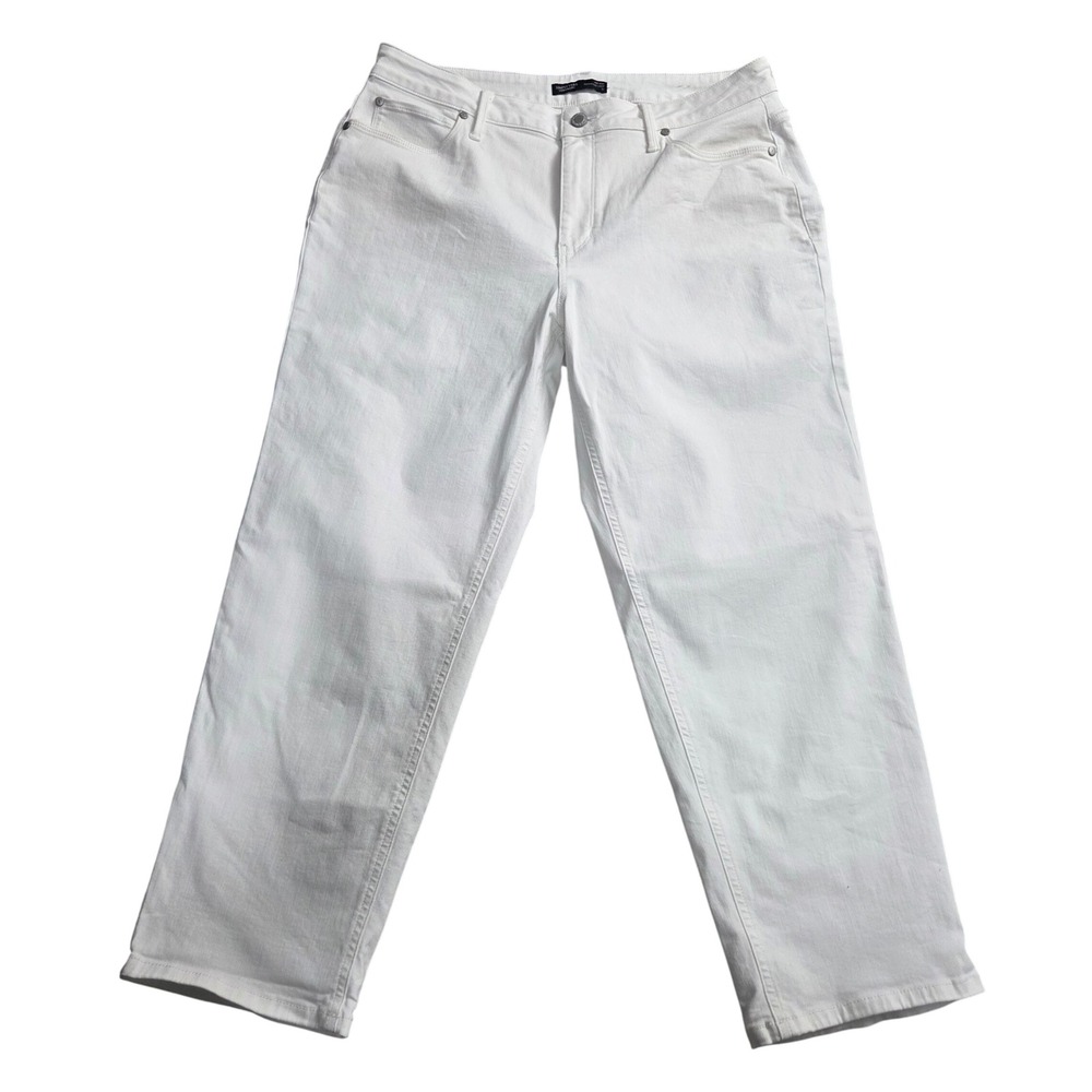Simply Vera Vera Wang Womens White Mid Rise Boyfriend Crop Jeans Size 12